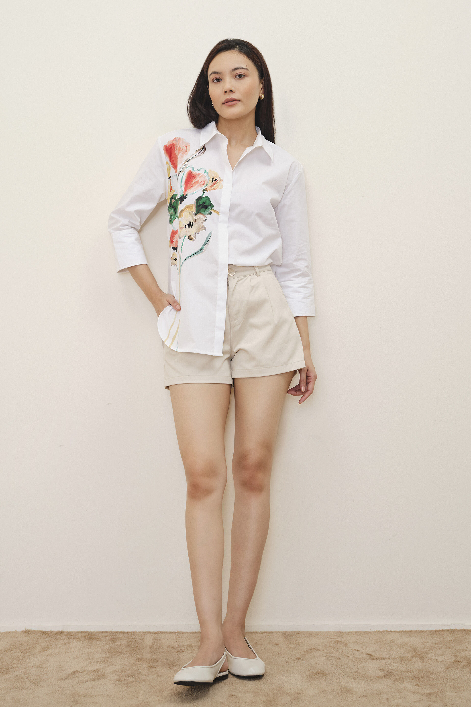 Leona Printed White Shirt, White, image 2